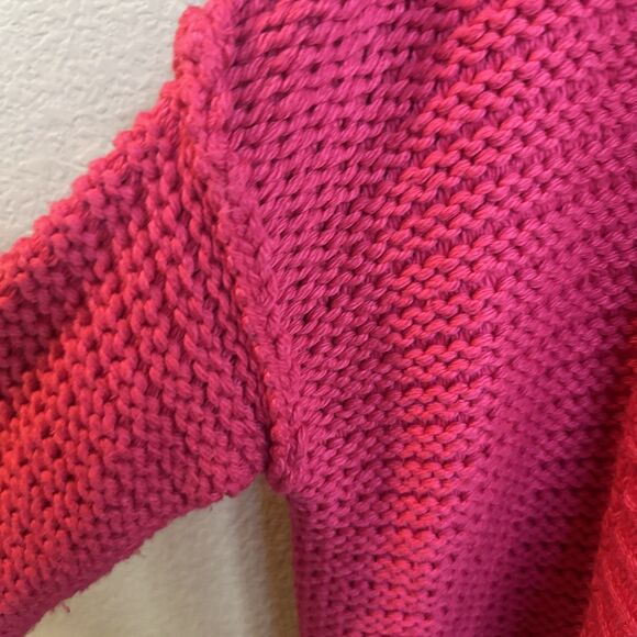 Anthropologie Moth Medium Pink Cardigan Open Front Chunky Knit Girly Bright - Picture 5 of 10